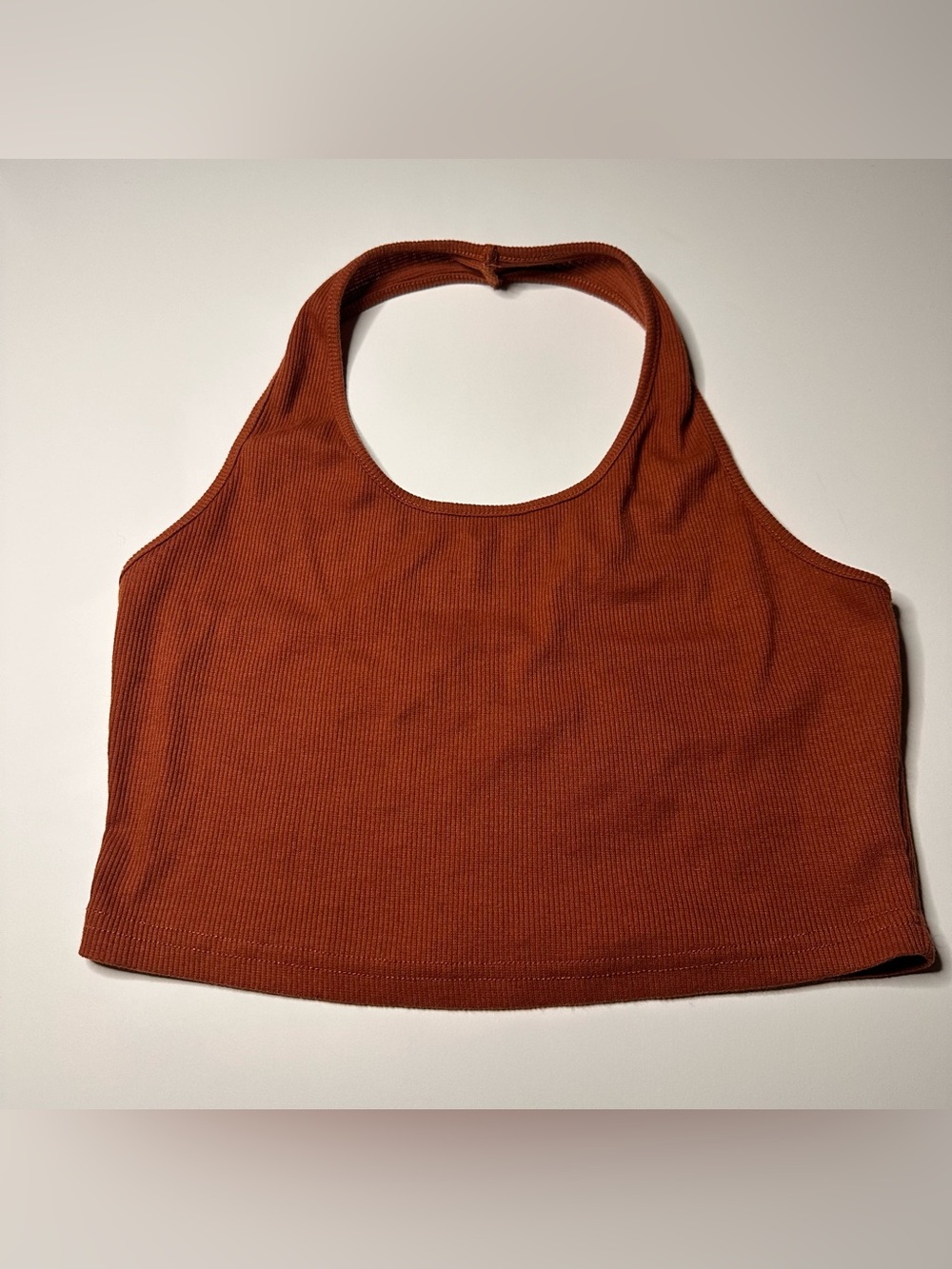 Halter Size Small Open Back Ribbed Cropped Top Orange Sleeveless Crop Top